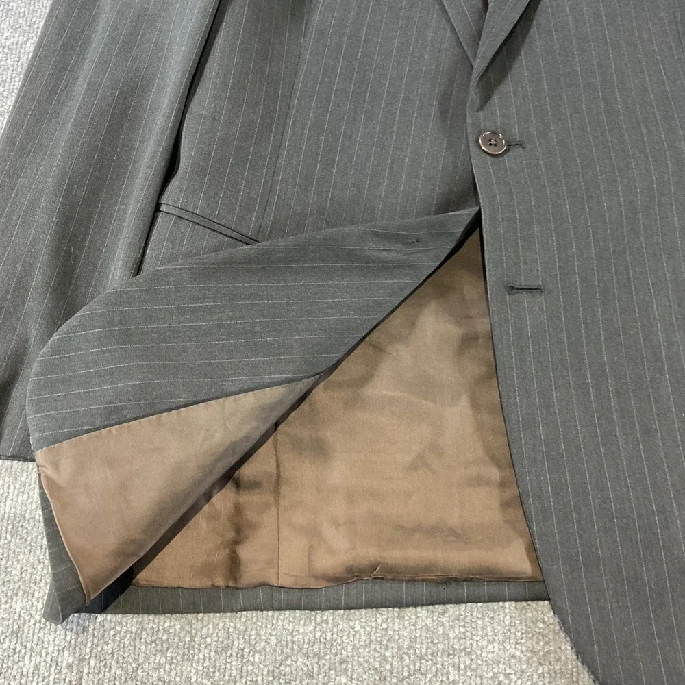 Brooks Brothers Mens 42R Pinstripe Wool Blend 2 Button Suit Jacket Charcoal Gray